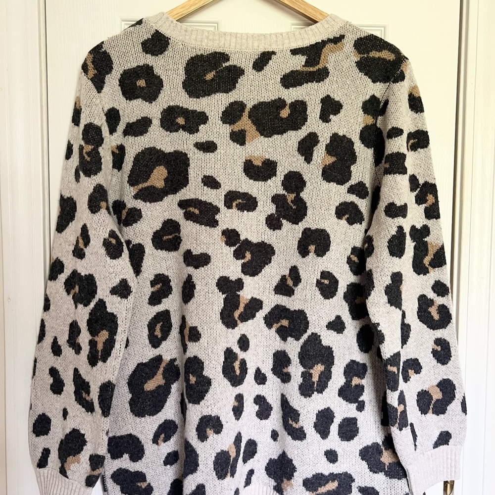 Loft Plus Leopard Print Wool Blend Crewneck Sweater Size16/18 - Picture 3 of 8